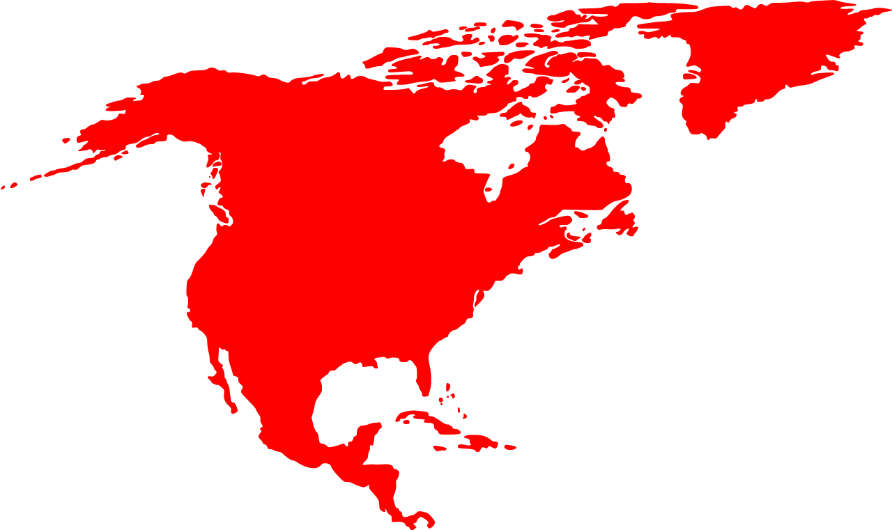 Red map of north america