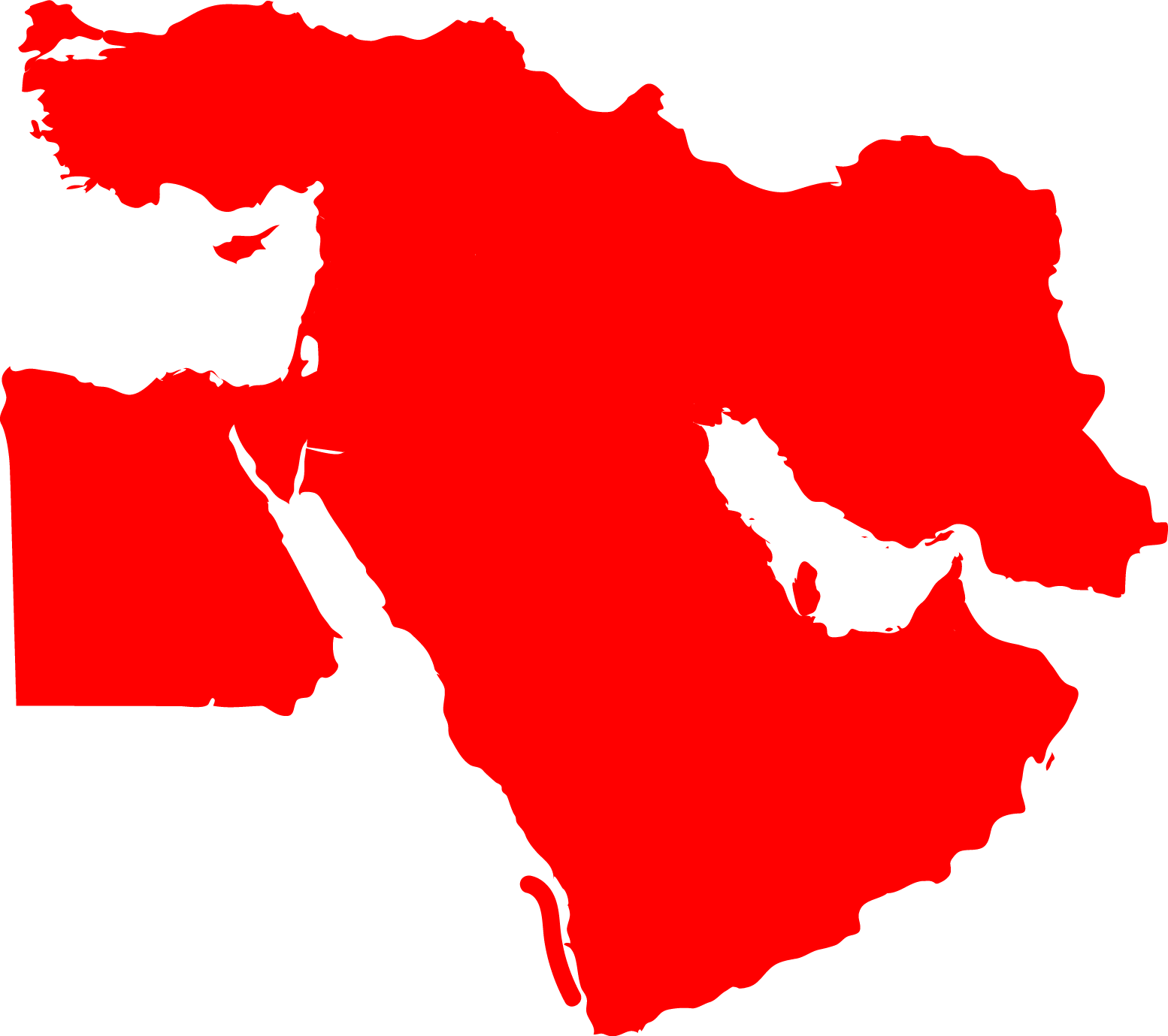 Red map of the middle east