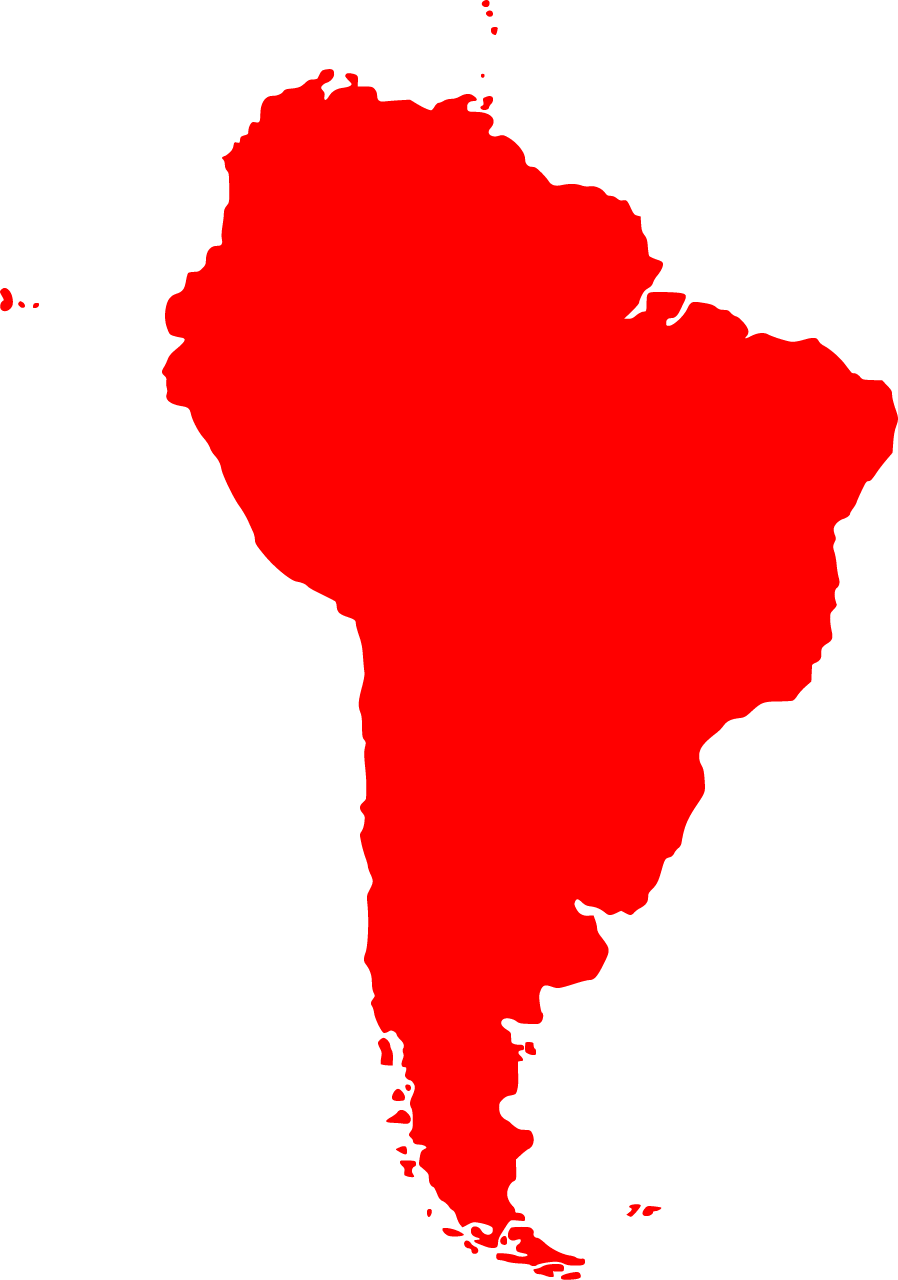 Red map of latin america