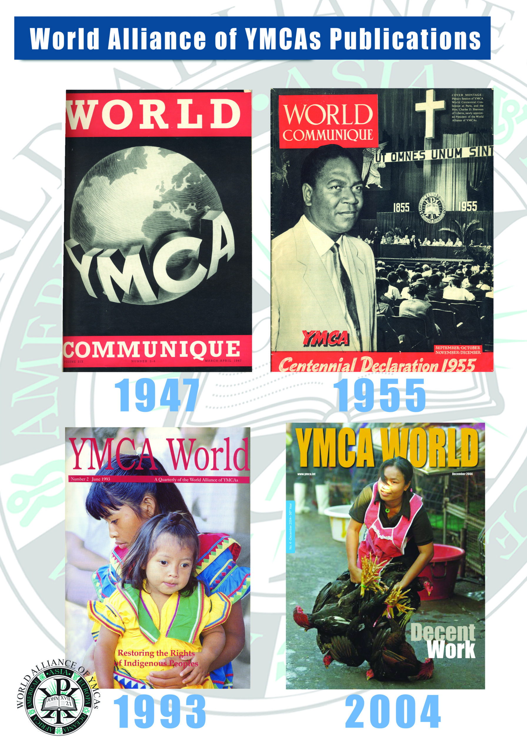 1947 The World Communique – a World YMCA printed publication lasted until 2012