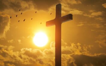 Cross at sunrise on Easter Sunday