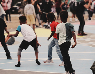 Group of kids playing basketball